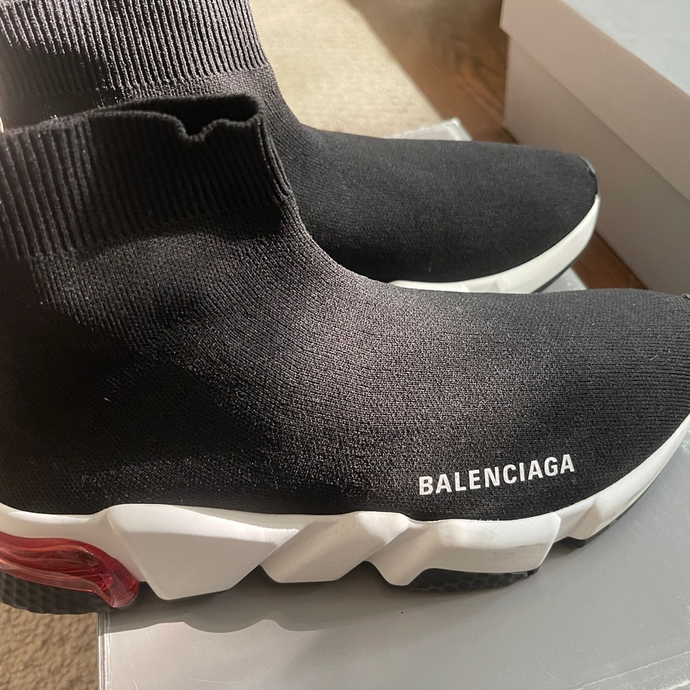 Balenciaga Black and White Speed Sneakers